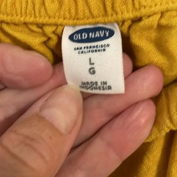 Old Navy Linen Off shoulder Mustard Dress with Ruffle, Large - Picture 3 of 5